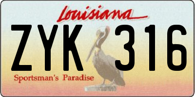 LA license plate ZYK316