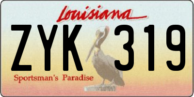 LA license plate ZYK319