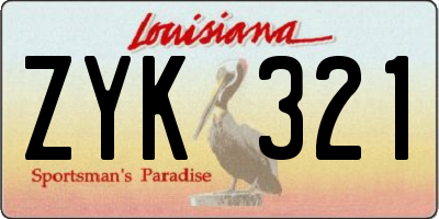 LA license plate ZYK321