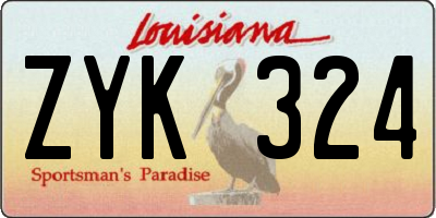 LA license plate ZYK324