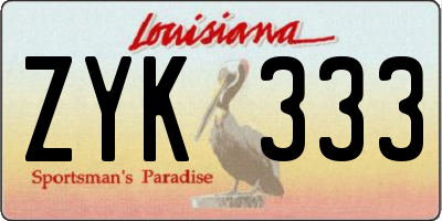 LA license plate ZYK333