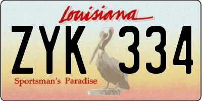 LA license plate ZYK334