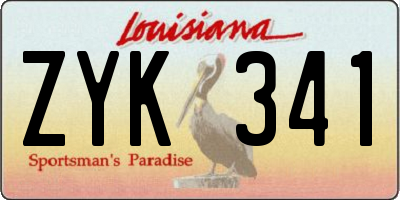 LA license plate ZYK341