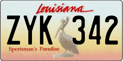 LA license plate ZYK342