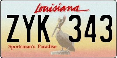 LA license plate ZYK343