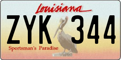 LA license plate ZYK344