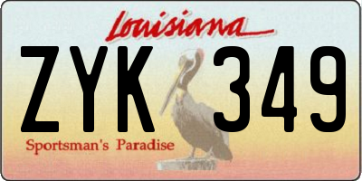 LA license plate ZYK349
