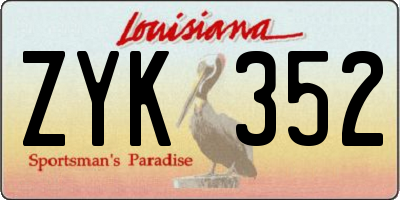 LA license plate ZYK352