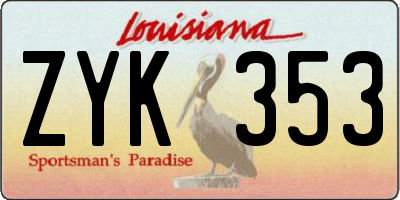 LA license plate ZYK353