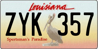 LA license plate ZYK357