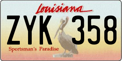 LA license plate ZYK358