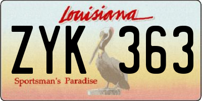 LA license plate ZYK363