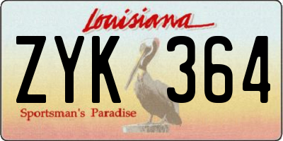 LA license plate ZYK364