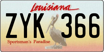 LA license plate ZYK366