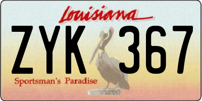 LA license plate ZYK367
