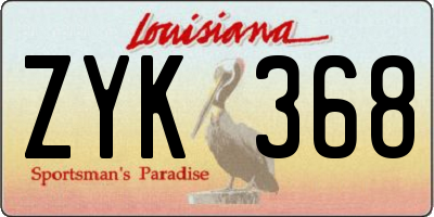LA license plate ZYK368