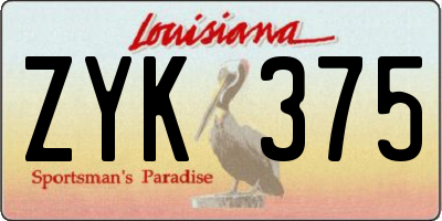 LA license plate ZYK375