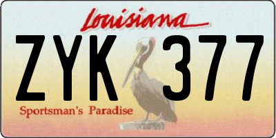 LA license plate ZYK377