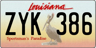 LA license plate ZYK386