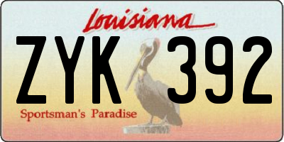 LA license plate ZYK392