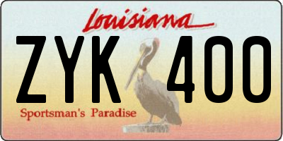 LA license plate ZYK400