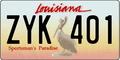 LA license plate ZYK401