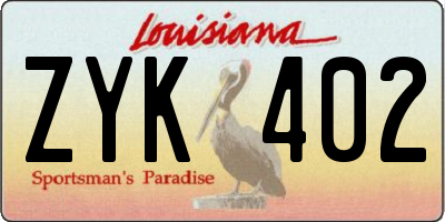 LA license plate ZYK402