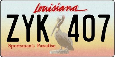 LA license plate ZYK407