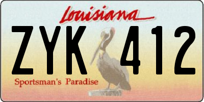 LA license plate ZYK412