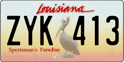 LA license plate ZYK413