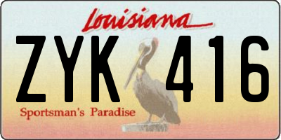 LA license plate ZYK416