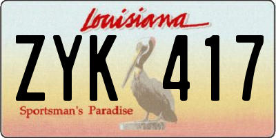 LA license plate ZYK417