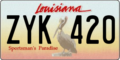 LA license plate ZYK420