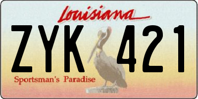 LA license plate ZYK421