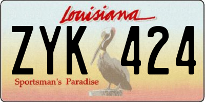 LA license plate ZYK424