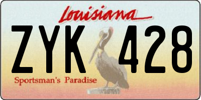 LA license plate ZYK428