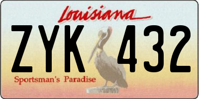 LA license plate ZYK432