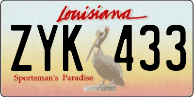 LA license plate ZYK433