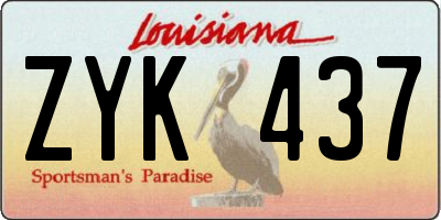 LA license plate ZYK437