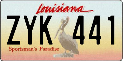 LA license plate ZYK441