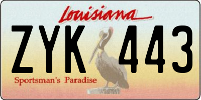 LA license plate ZYK443