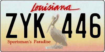 LA license plate ZYK446