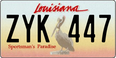 LA license plate ZYK447
