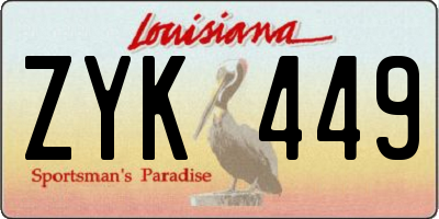 LA license plate ZYK449