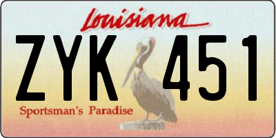 LA license plate ZYK451