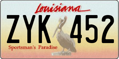 LA license plate ZYK452