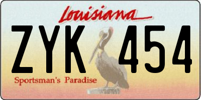 LA license plate ZYK454
