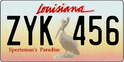 LA license plate ZYK456