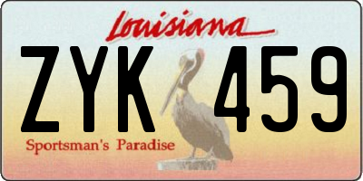 LA license plate ZYK459