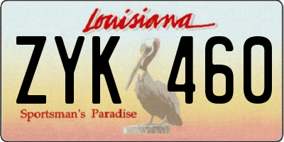 LA license plate ZYK460